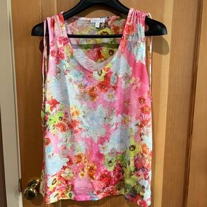 Collective Concepts Floral Tank Top - Pink, Green, White